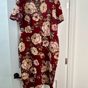 Floral Burgundy Dress